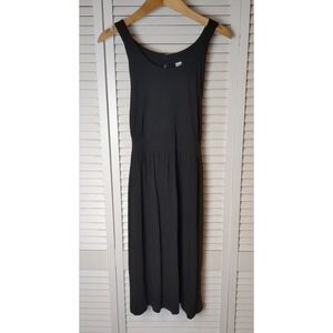 Old Navy Black Sleeveless Dress XXL Tie Waist Keyhole Back 2 Button Midi Knit